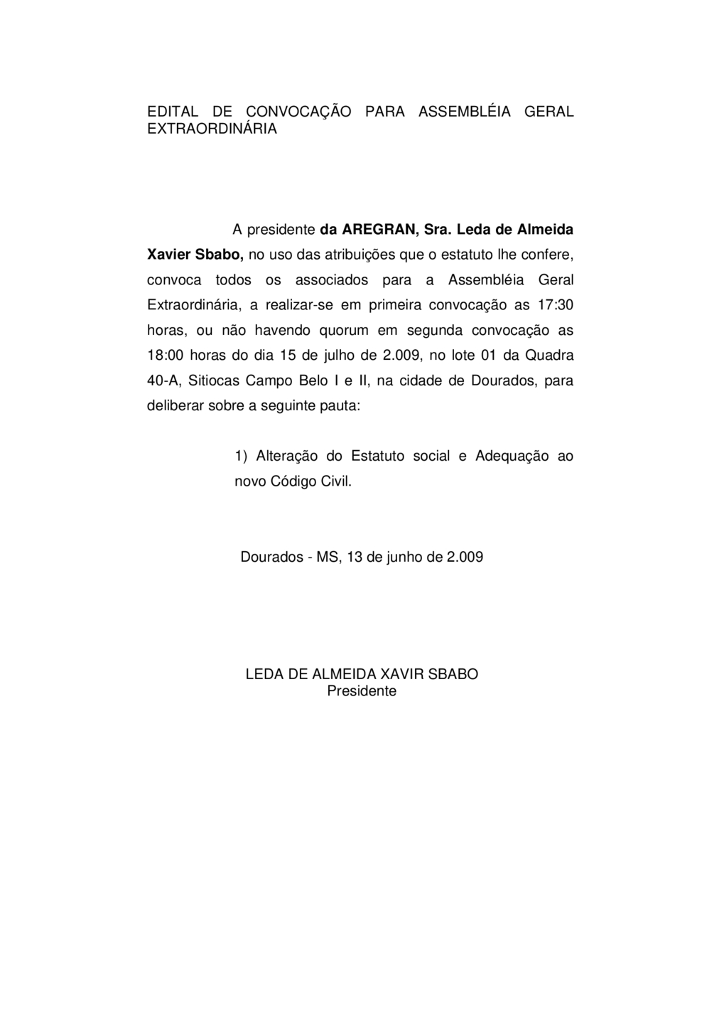 Edital De Convoca O Para Assembleia Geral Ordin Ria O Progresso