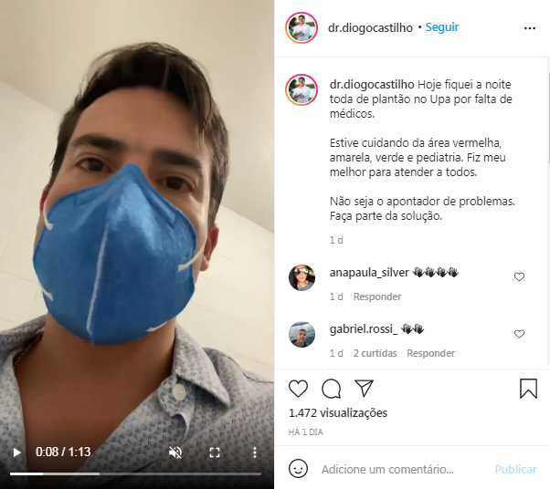 Vereador expõe falta de médicos e até equipamentos na UPA de Dourados - Crédito: Reprodução - Instagram @dr.diogocastilho