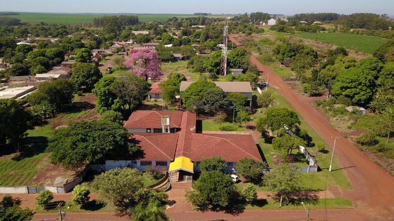 Vista aérea do distrito de Itahum, em Dourados - 