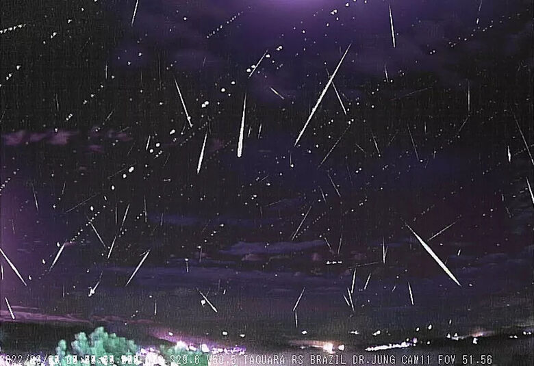 Chuva de meteoros registrada no Rio Grande do Sul - Crédito: Observatório Heller & Jung/Divulgação