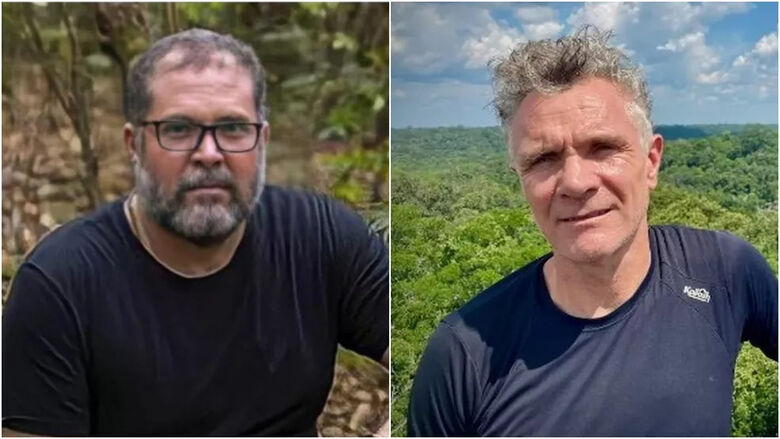 O indigenista Bruno Araújo e o jornalista Dom Phillps, que estão desaparecidos - Crédito: Reprodução