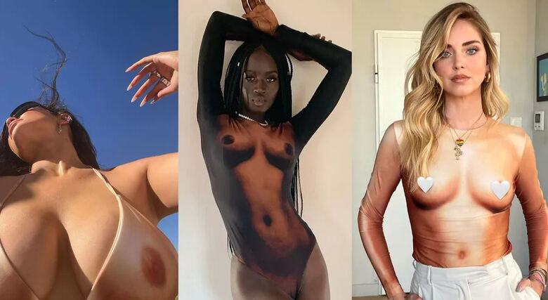 Peça que imita corpo nu é sucesso entre famosas como Kylie Jenner, Sokhna Cisse e Chiara Ferragni - Crédito: Reprodução/Instagram