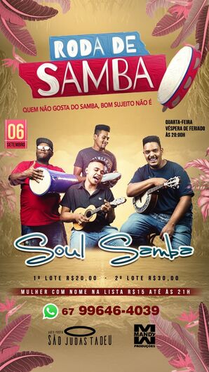 Show Roda de Samba acontece nesta véspera de feriado em Dourados - 