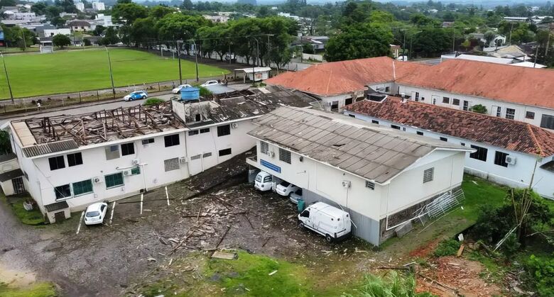 Temporal destelha hospital São Vicente Ferrer - Crédito: Prefeitura de São Vicente do Sul