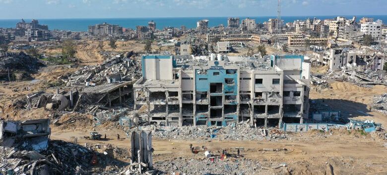 Bairros inteiros foram destruídos no norte de Gaza - Crédito:  Unocha