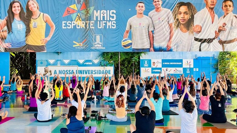 Aula de Yoga reúne mais de 200 pessoas na Cidade Universitária - Crédito:  Elton Ricci/UFMS