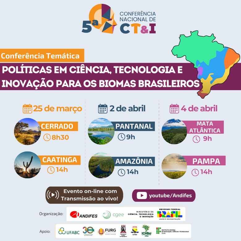 Andifes promove evento on-line sobre políticas específicas para os biomas do Brasil - Crédito: Divulgação