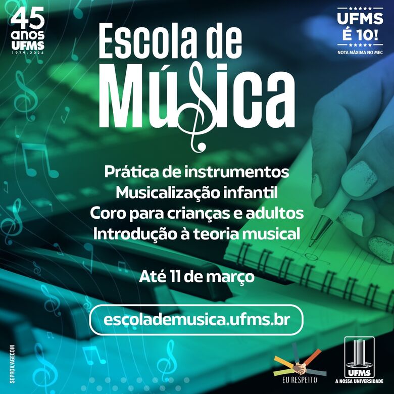 Escola de Música oferece 18 modalidades para crianças, adolescentes e adultos - Crédito: Divulgação