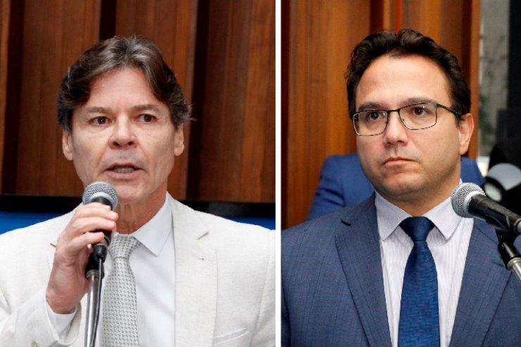Deputados Paulo Duarte e Pedrossian Neto são, respectivamente, o presidente e o vice-presidente da Comissão de Reforma do Regimento Interno - Crédito: Luciana Nassar/ALEMS