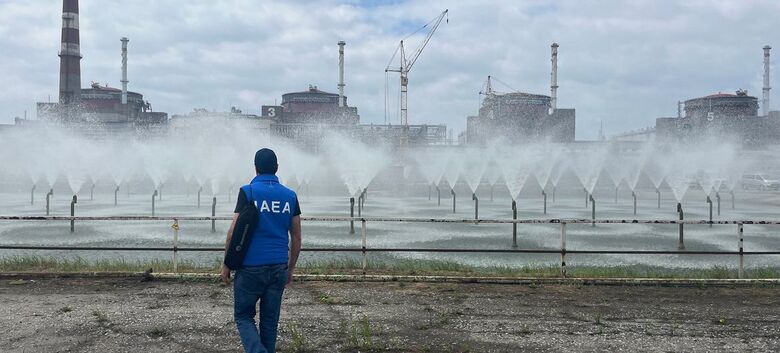 O diretor geral da Aiea, Rafael Mariano Grossi, visita a Usina Nuclear de Zaporizhzhya e seus arredores com sua equipe durante uma visita oficial à Ucrânia - Crédito: Aiea/Fredrik Dahl 