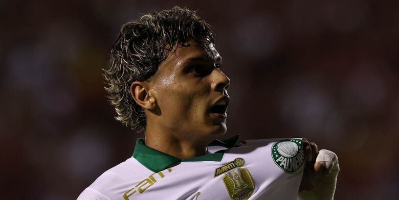 Richard Ríos comemora o gol do Palmeiras - Crédito: Cesar Greco/Palmeiras - by Canon
