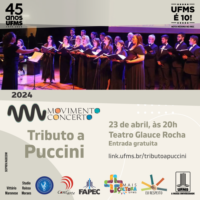 Movimento Concerto apresenta tributo a Puccini no Teatro Glauce Rocha
 - Crédito: Divulgação