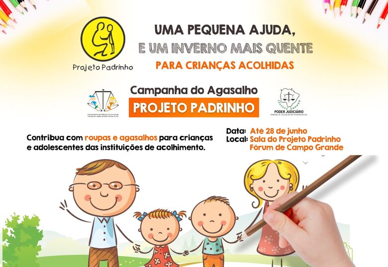 Projeto Padrinho inicia campanha do agasalho para crianças acolhidas  - Crédito: Divulgação
