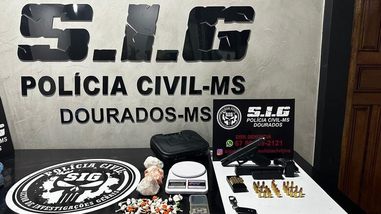 Polícia Civil prende traficante e apreende drogas e arma de fogo - Crédito: Divulgação/Polícia Civil