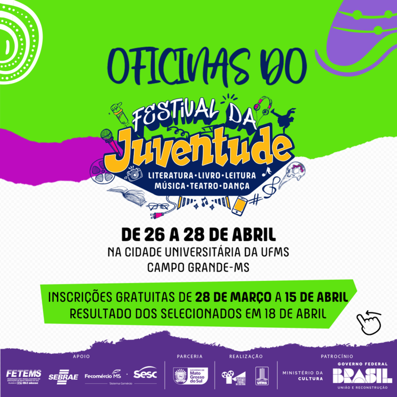 Festival da Juventude realiza nove oficinas gratuitas - Crédito: Divulgação