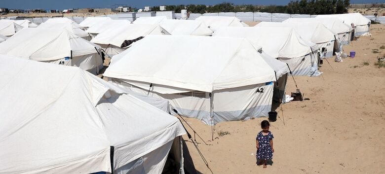Muitos habitantes de Gaza estão agora vivendo em tendas em Rafah, no sul de Gaza - Crédito:  UNICEF/Eyad El Baba 