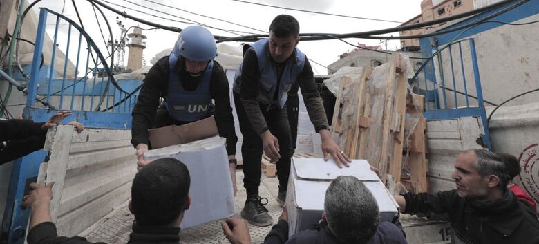 Funcionários da ONU entregam suprimentos no norte da Faixa de Gaza - Crédito:  Unrwa 