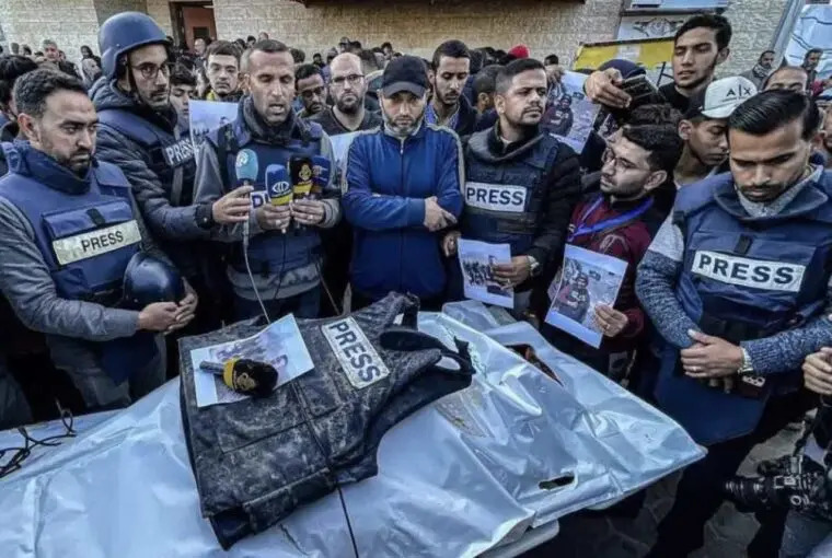 Funeral de jornalista em Gaza - Crédito:  Divulgação / Sindicato de Jornalistas Palestinos