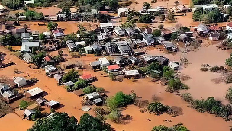 Áreas afetadas pelas fortes chuvas no Rio Grande do Su - Crédito: Marinha do Brasil