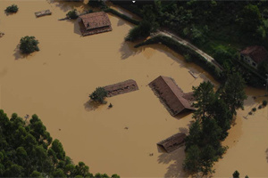 Área inundada é vista nesta segunda-feira - Crédito: Foto: Felipe Dana/AP