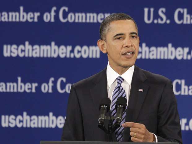 O presidente dos EUA, Barack Obama, discursa na Câmara de Comércio do país, nesta segunda-feira - Crédito: Foto: AP