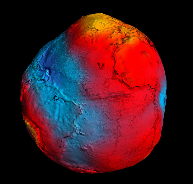 Geoide é o modelo físico usado pelos especialistas para explicar o que é a Terra e representa o campo gravitacional do planeta. - Crédito: Foto: ESA