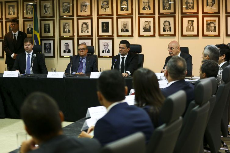 Ministro da Justiça, Sergio Moro, coordenou reunião, em Brasília, para discutir o Projeto de Redução da Criminalidade - Crédito: Marcelo Camargo/Agência Brasil