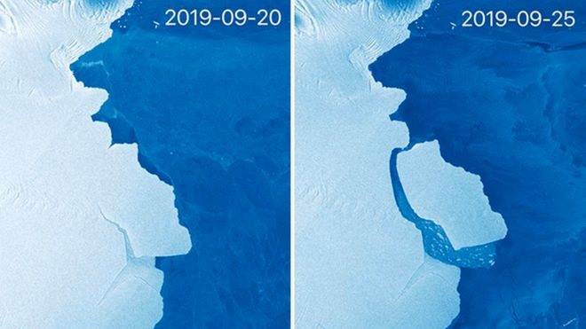 Sistema de satélite Sentinel-1 da União Europeia capturou essas imagens para fazer a comparação antes e depois - Crédito: COPERNICUS DATA/SENTINEL-1/@STEFLHERMITTE
