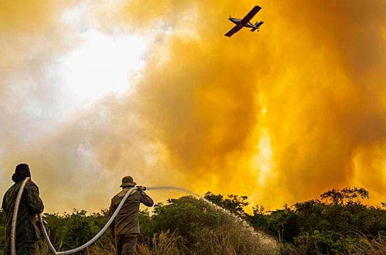 Projeto prevê uso de aviação agrícola no combate a incêndio florestal - Crédito: Divulgação/Corpo de Bombeiros Militar MS